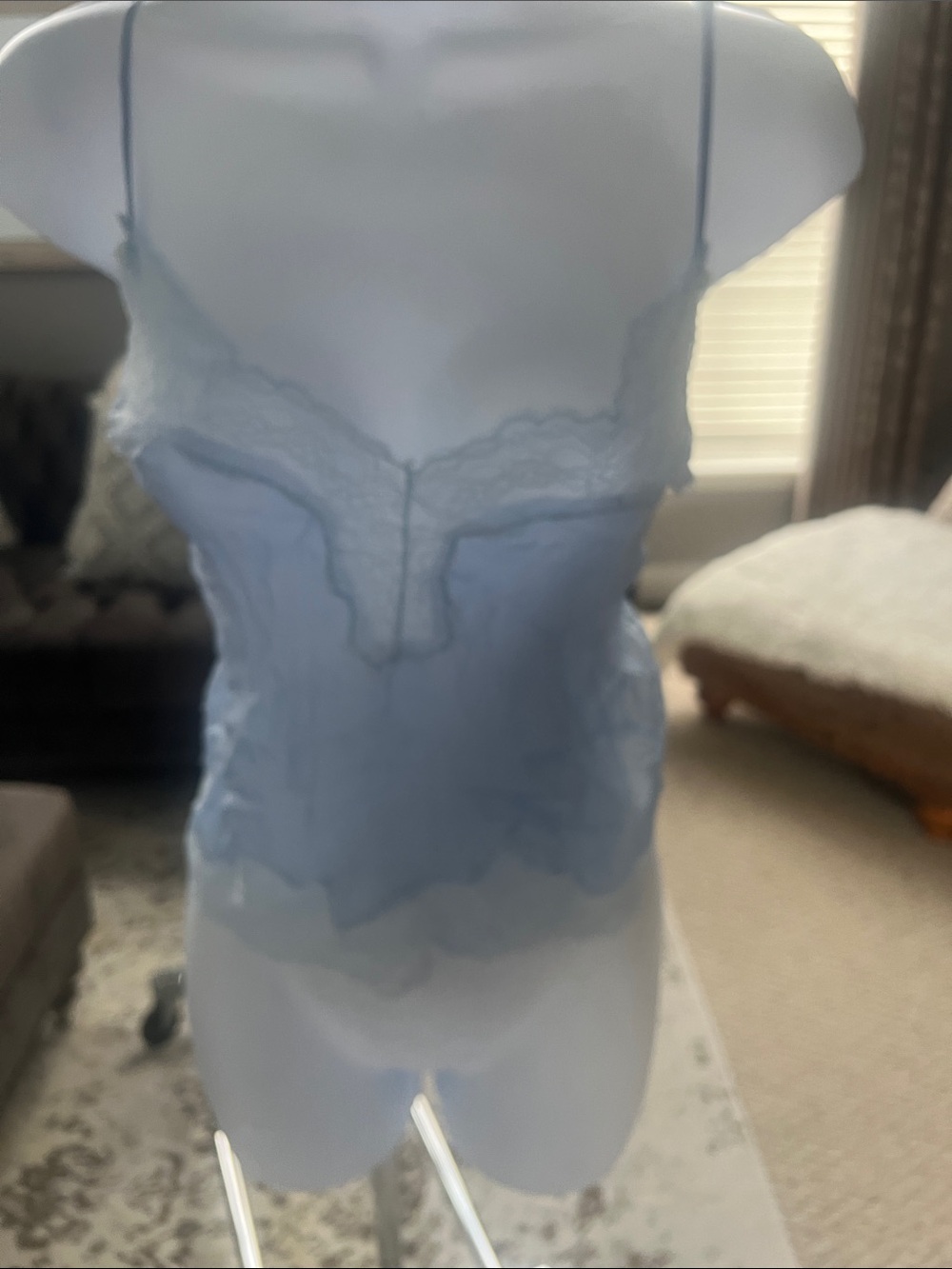 Skims Light Blue Lace Camisole Tank Top - Women Intimates & Sleepwear